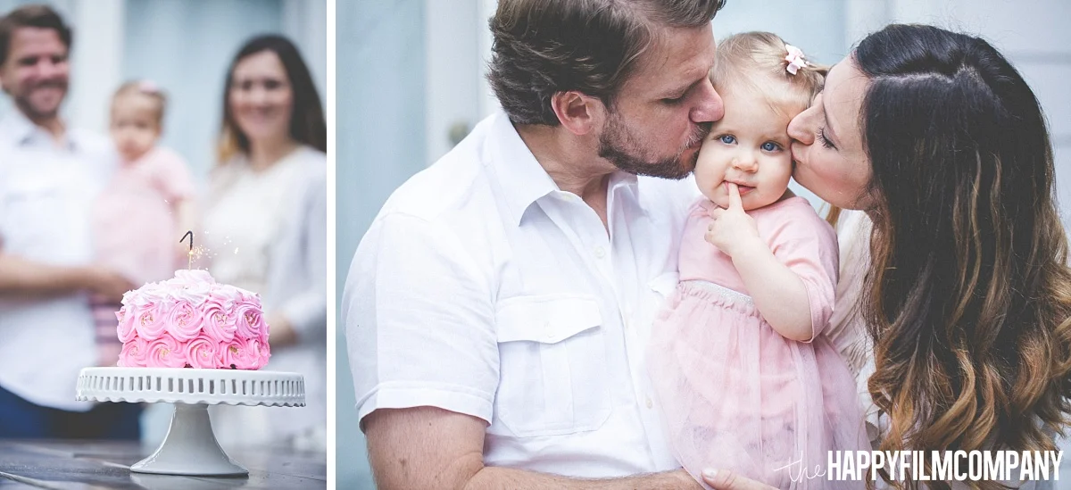 Mom and dad kissing the birthday girl - the Happy Film Company - Seattle Family Photos