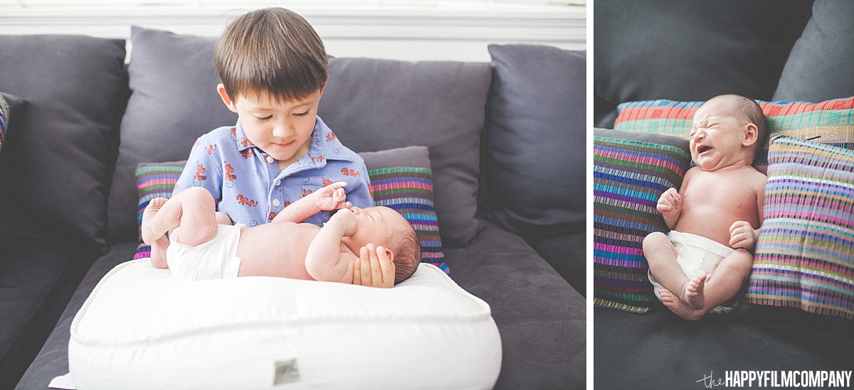 Little boy and new born baby portrait - - the Happy Film Company - Seattle Family Photos
