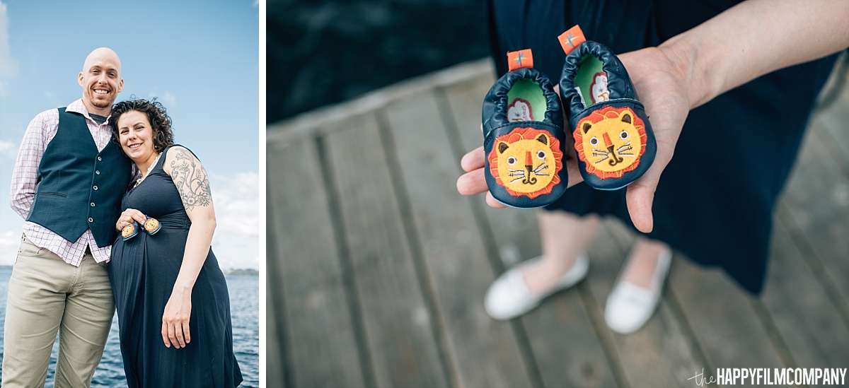 Black baby shoes with printed animal design - Maternity shoot - the Happy Film Company - Seattle Family Photos