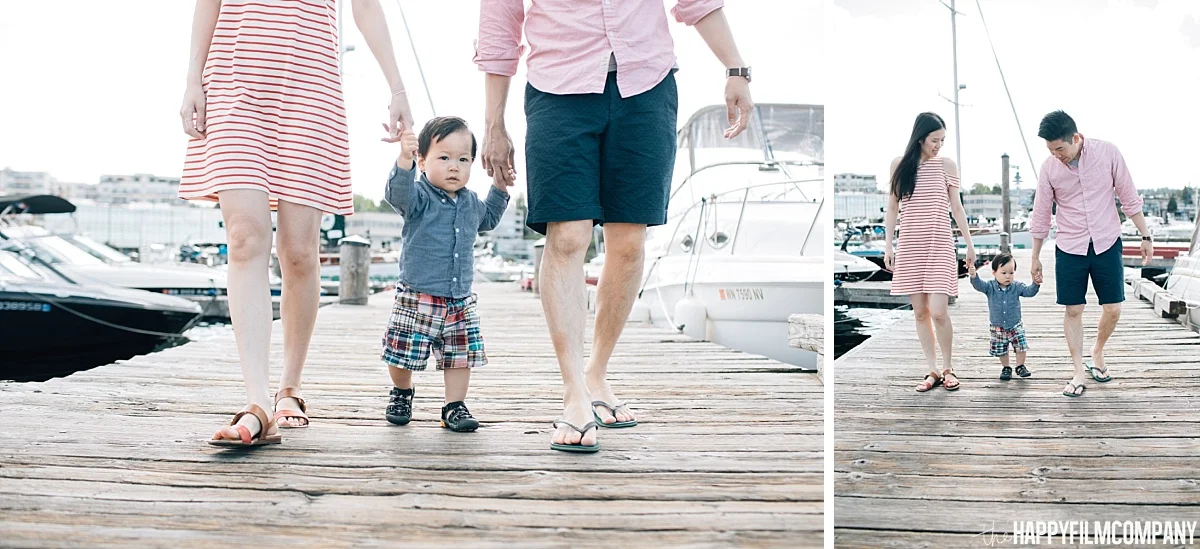 Family walking onto the boat dock - the Happy Film Company - Seattle Family Photos