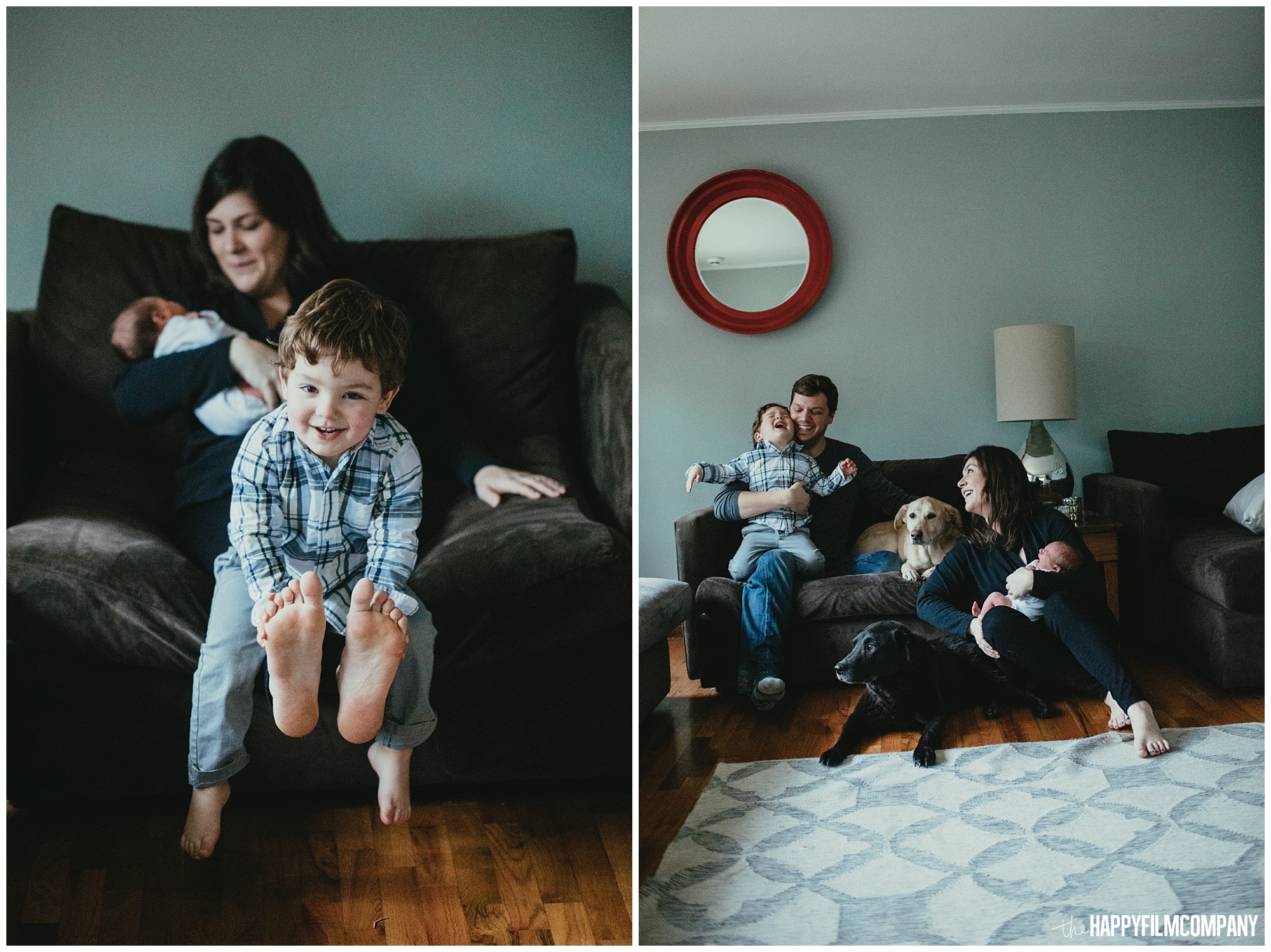 the Happy Film Company - Seattle Newborn Photographer - family photos in the living room