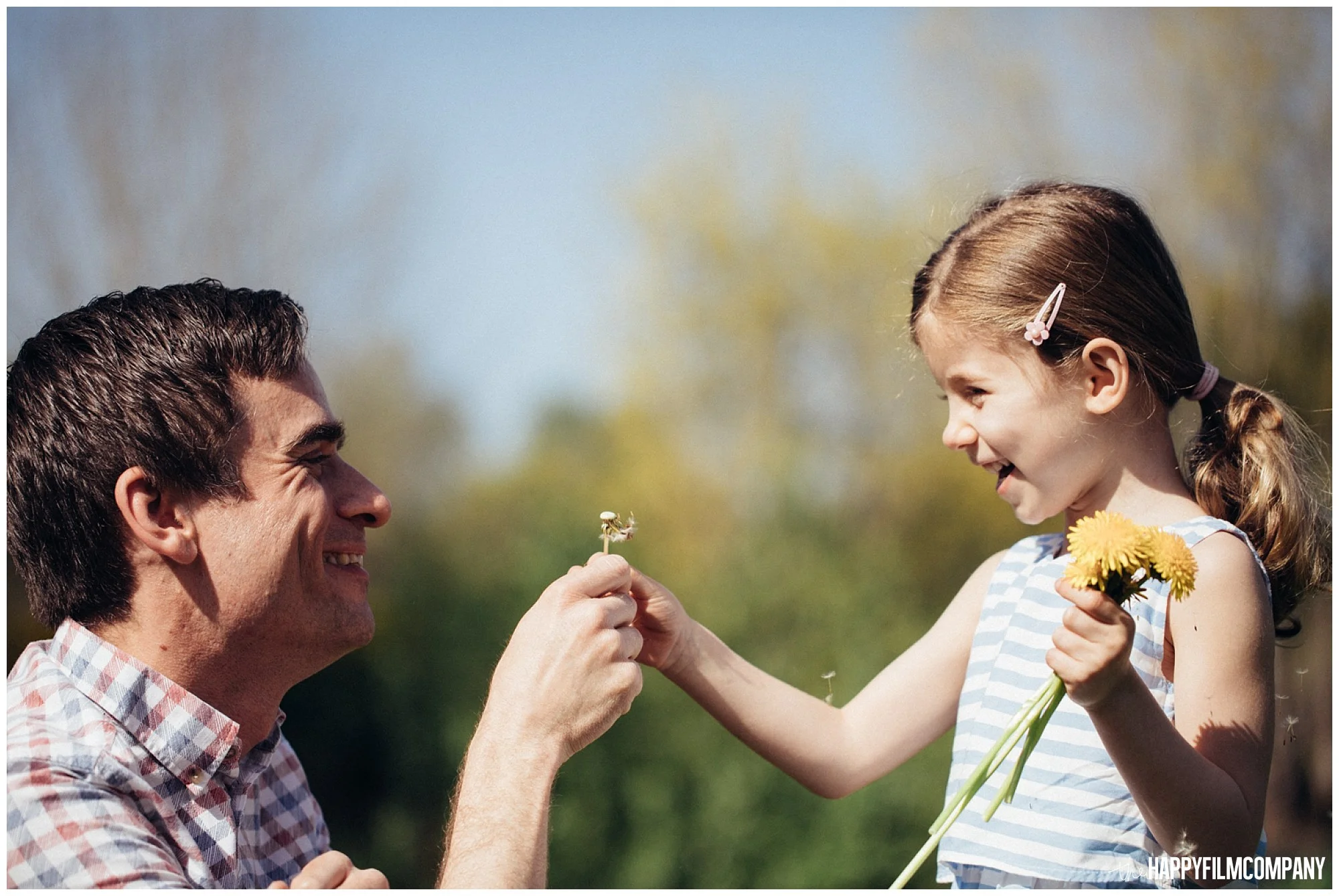 the Happy Film Company - Seattle Family Photography - Father Daughter Portraits - Redmond Grass Field Dandelion