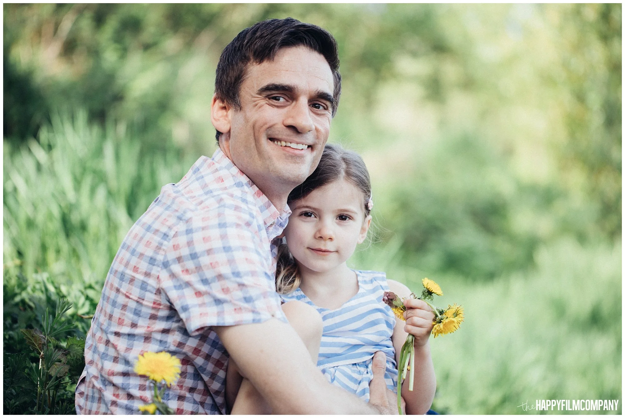 the Happy Film Company - Seattle Family Photography - Father Daughter Portraits - Redmond Grass Field Dandelion