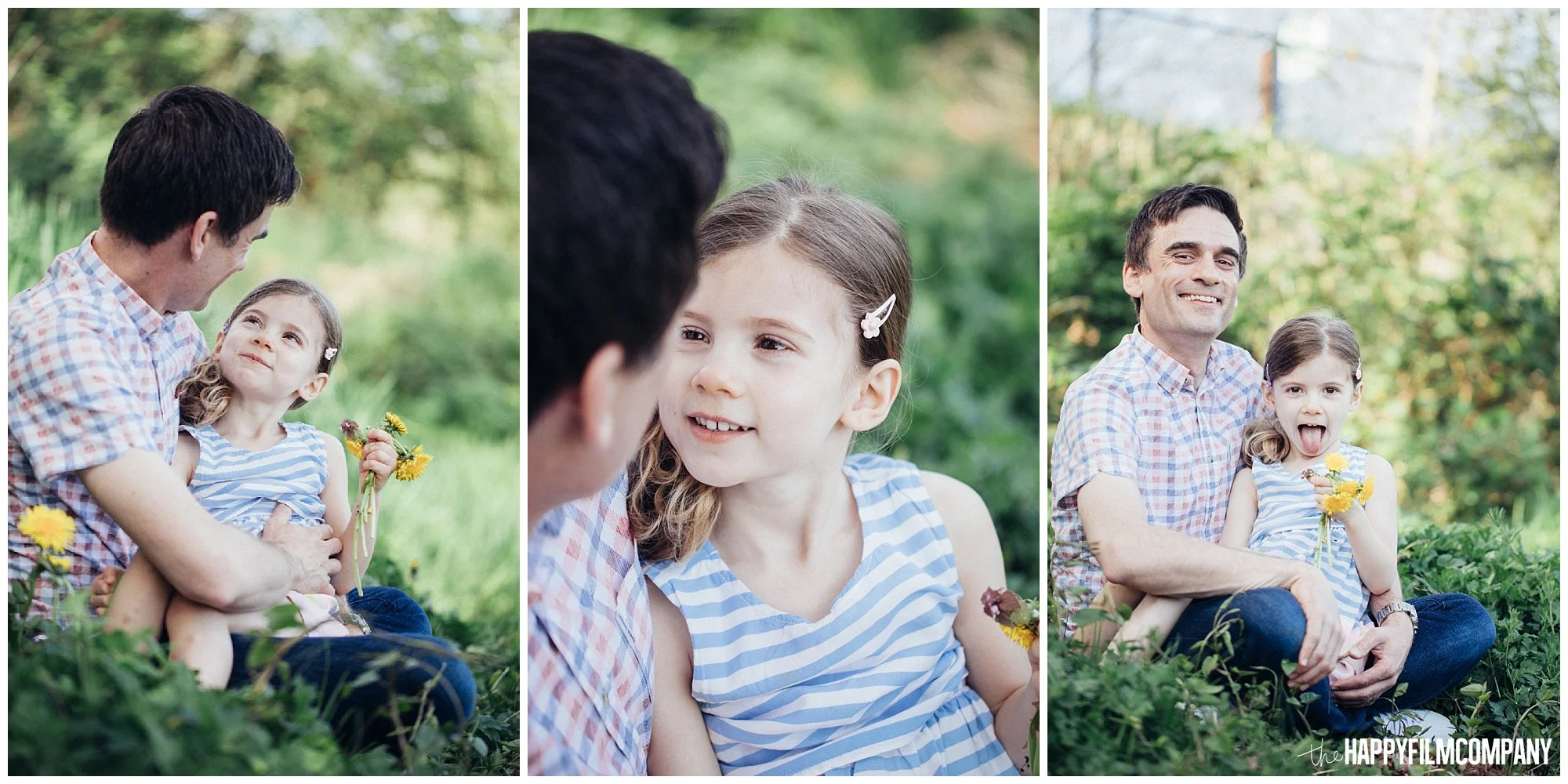 the Happy Film Company - Seattle Family Photography - Father Daughter Portraits - Redmond Grass Field Dandelion