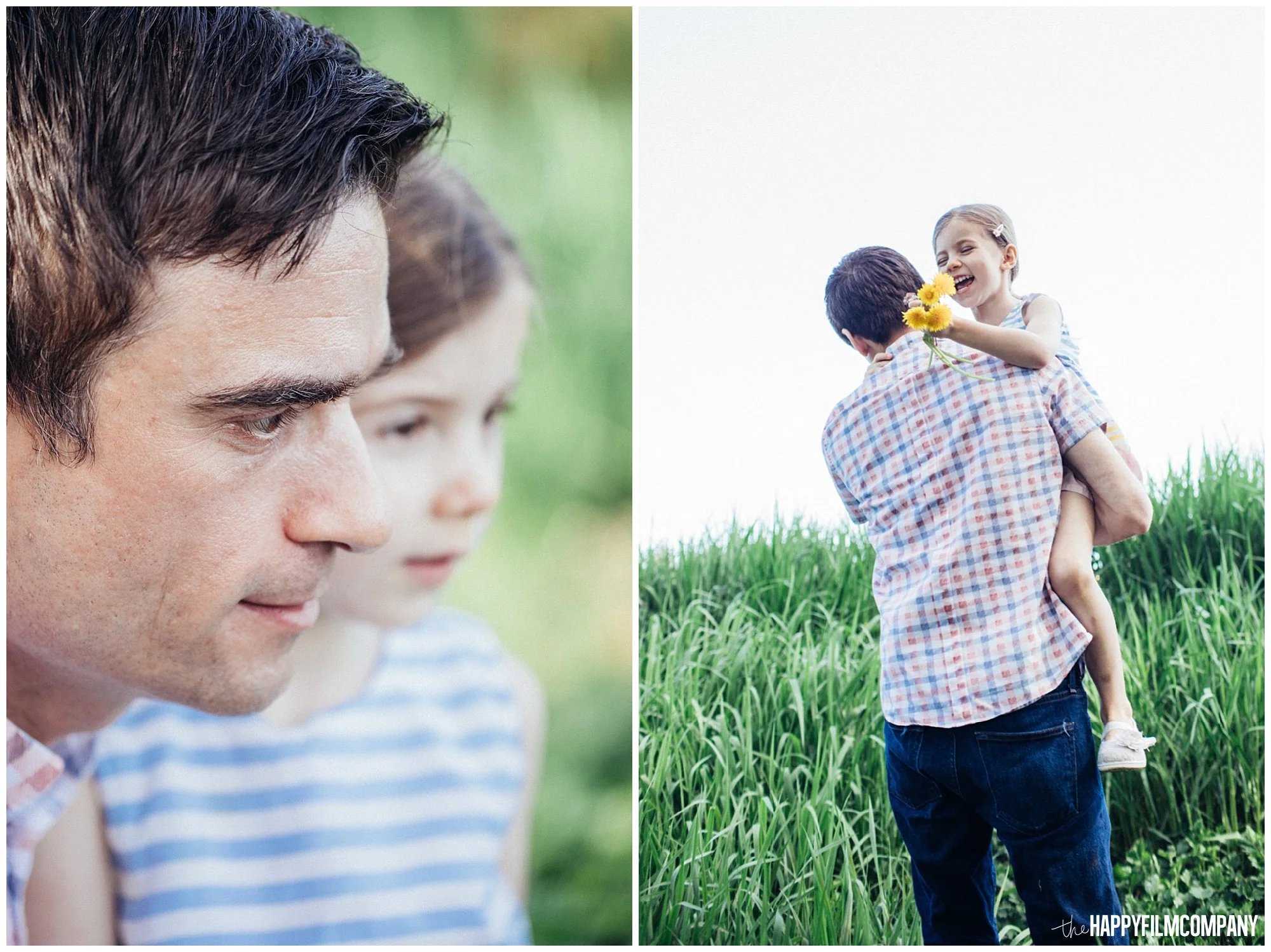 the Happy Film Company - Seattle Family Photography - Father Daughter Portraits - Redmond Grass Field Dandelion