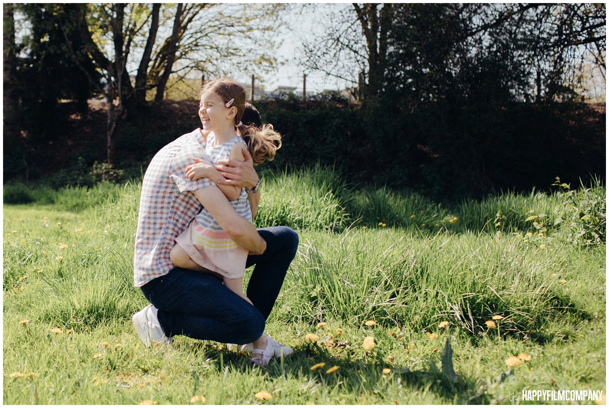 the Happy Film Company - Seattle Family Photography - Father Daughter Portraits - Redmond Grass Field Dandelion