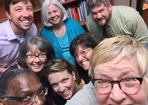 John Hunter introduced us to Pam Moran (in blue) who, in turn, introduced us to her team in the midst of a planning session and we paused to take an Us-ie.
