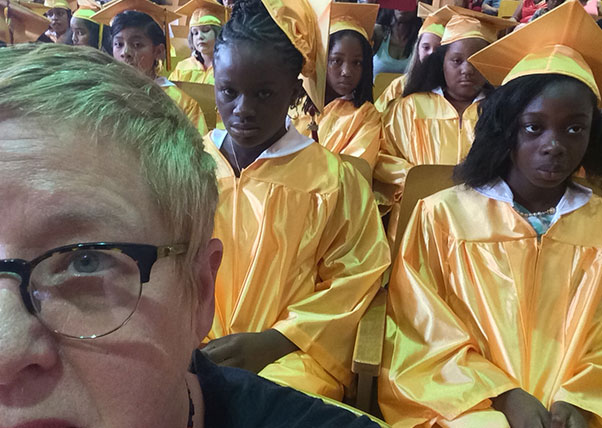 DK Holland selfie prior to the PS 20 5th grade commencement