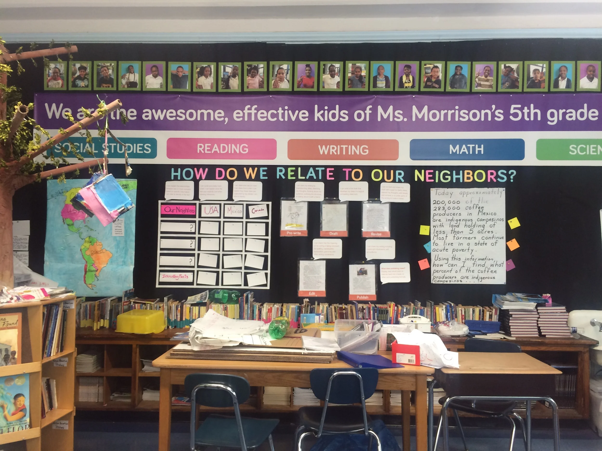 the Learning Wall is up and being added to.