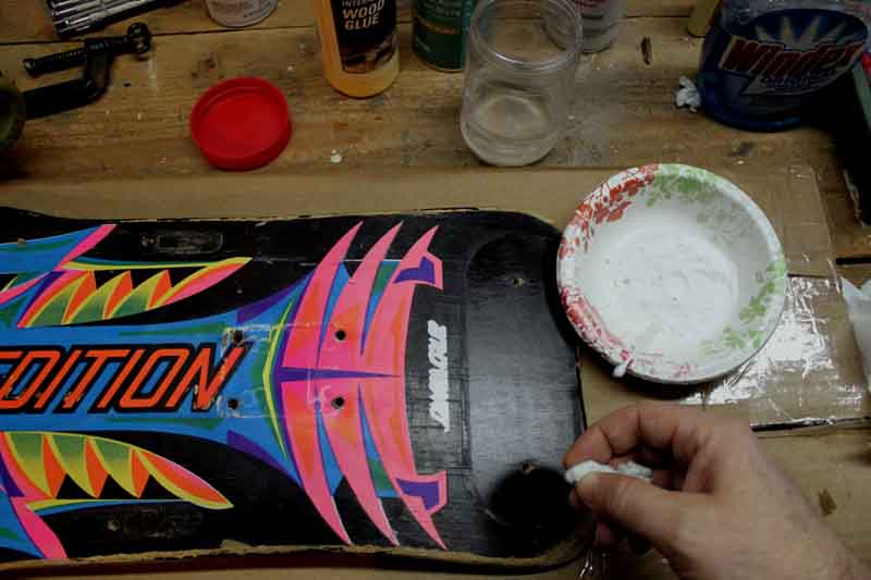 Getting started with the mild abrasive.