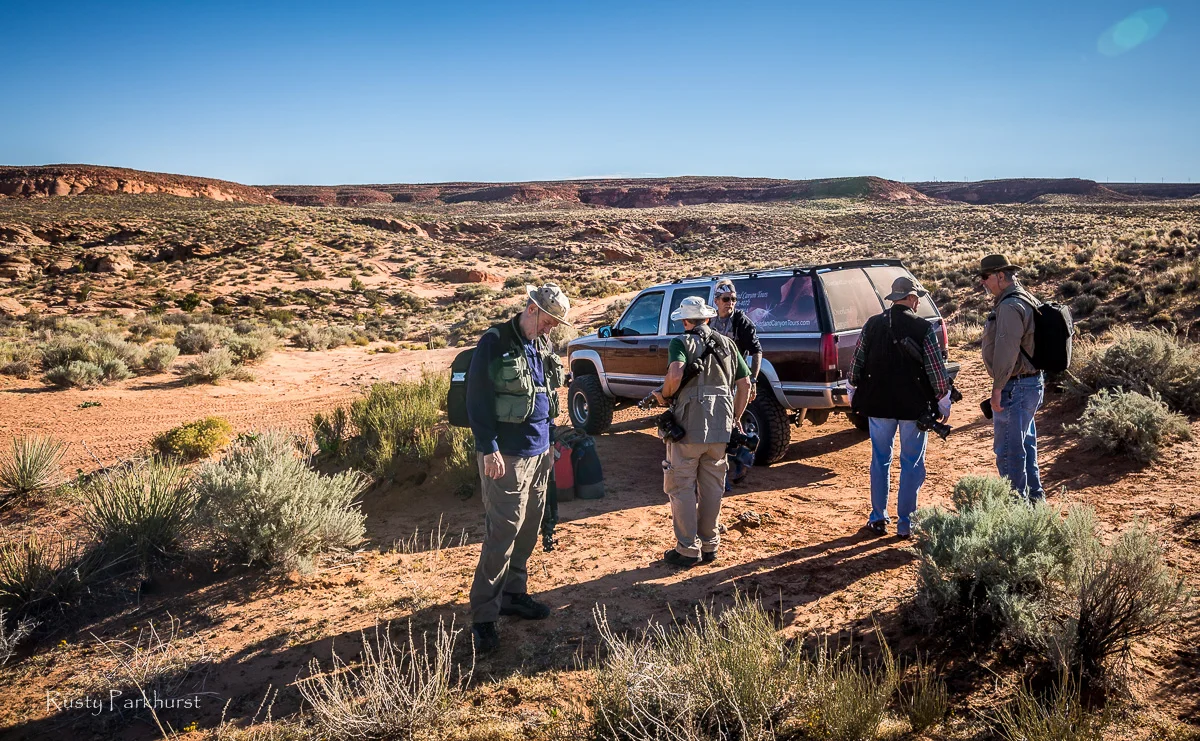 The crew gearing up for a day in Canyon X