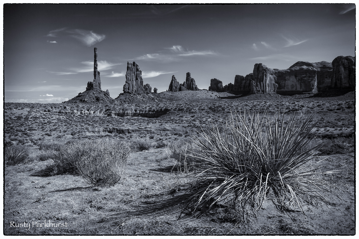 Totem Pole Landscape in Black & White
