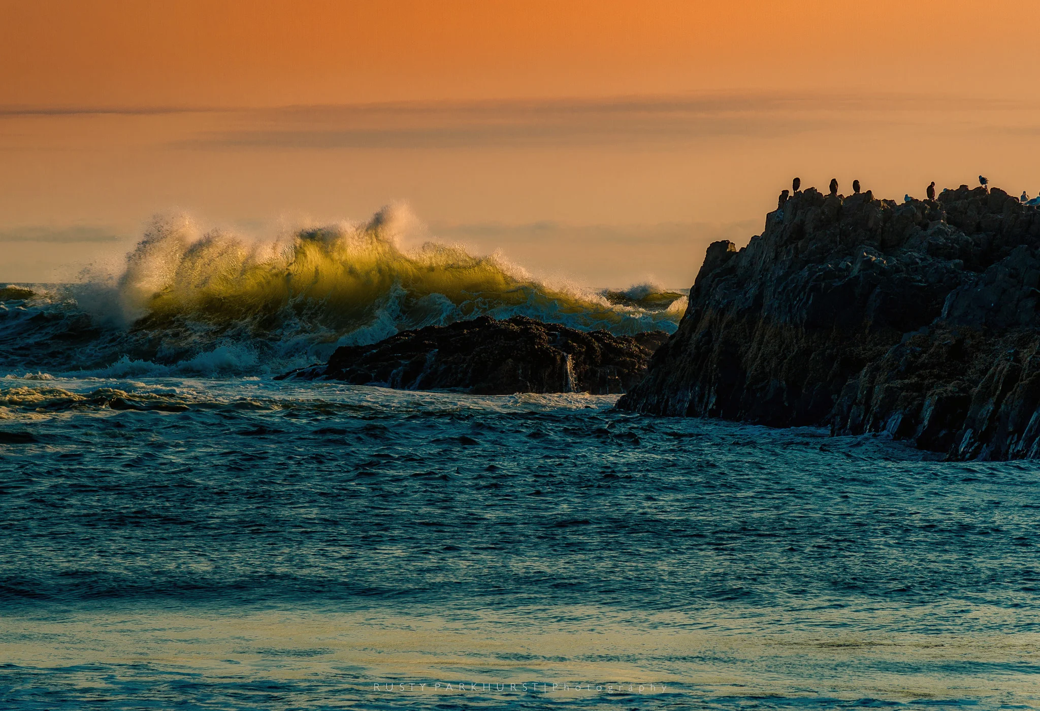 Seal Rock Sunset - taken May 17, 2015. This area is located along the coast, to the south of Newport, Oregon. This was a perfect evening, with amazing colors in the sky. Several other images from this location were finalists for this list, but I really liked this wave. 