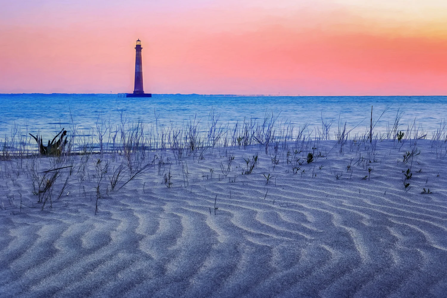 “Sunrise on the Beach”, Morris Island Lighthouse, Charleston, South Carolina.