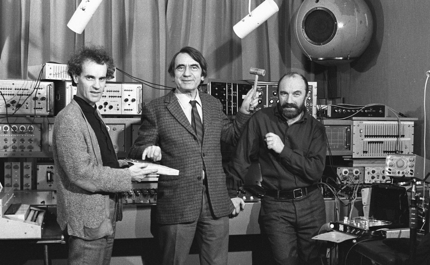 François Bayle, Pierre Schaeffer and Bernard Parmegiani at GRM in 1972