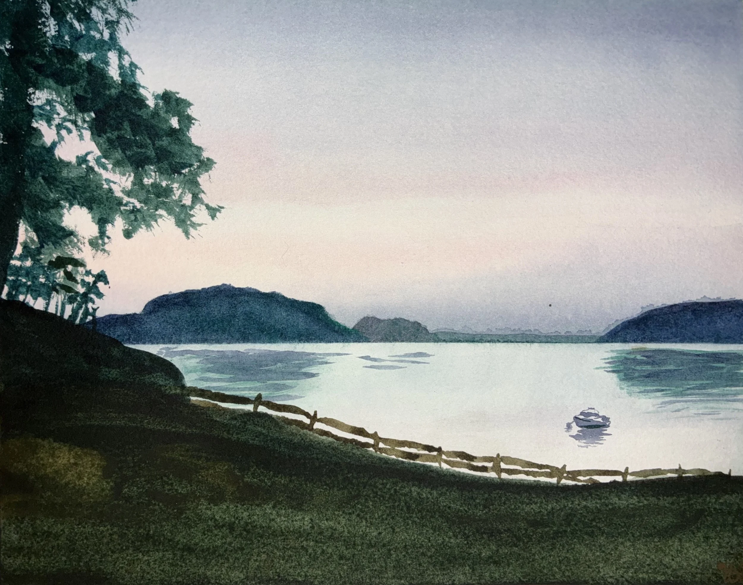  Dusk at Doe Bay  Watercolor  8×10”  Available  Completed July 3, 2026 