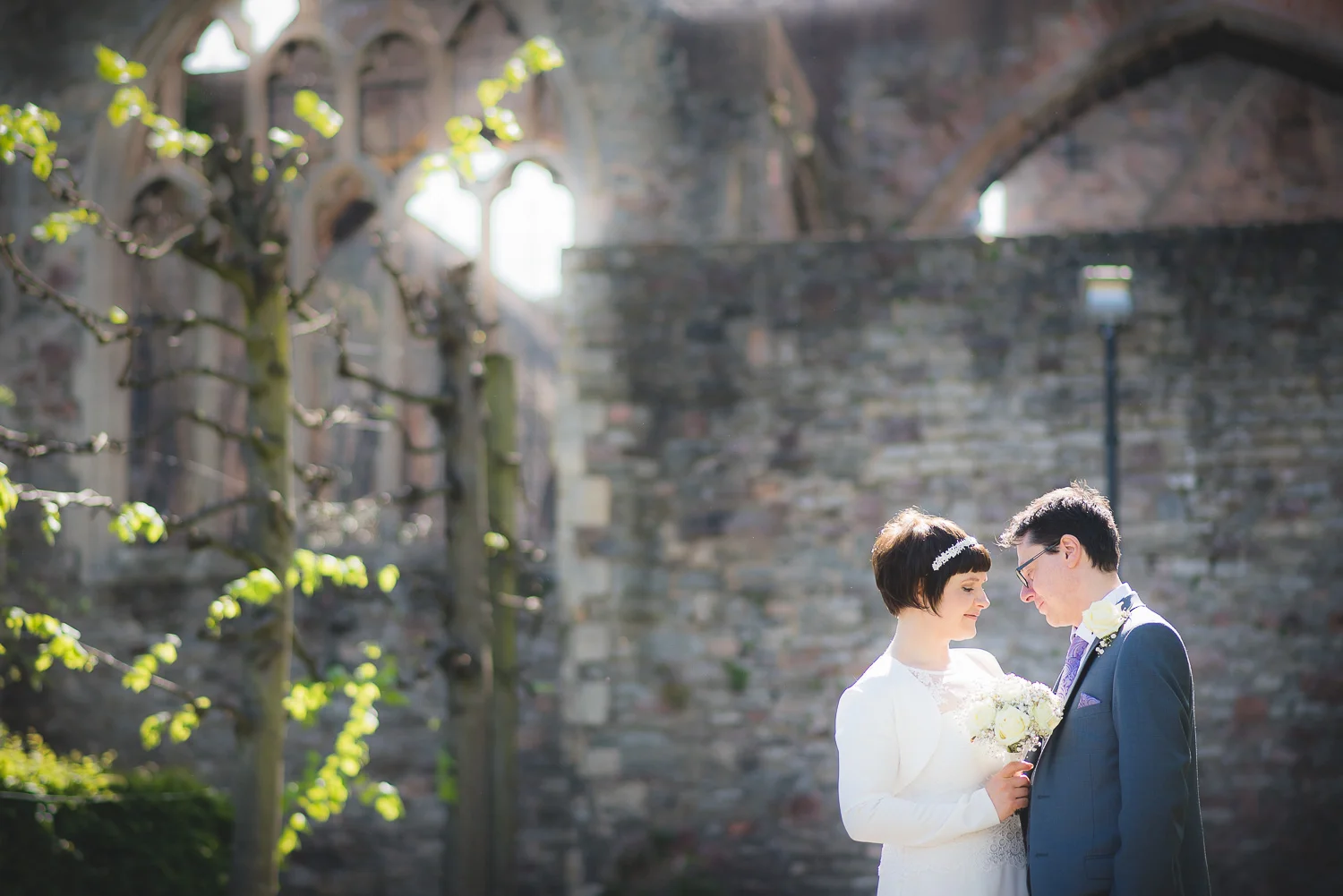 tilt shift effect at wedding for wedding couple portrait