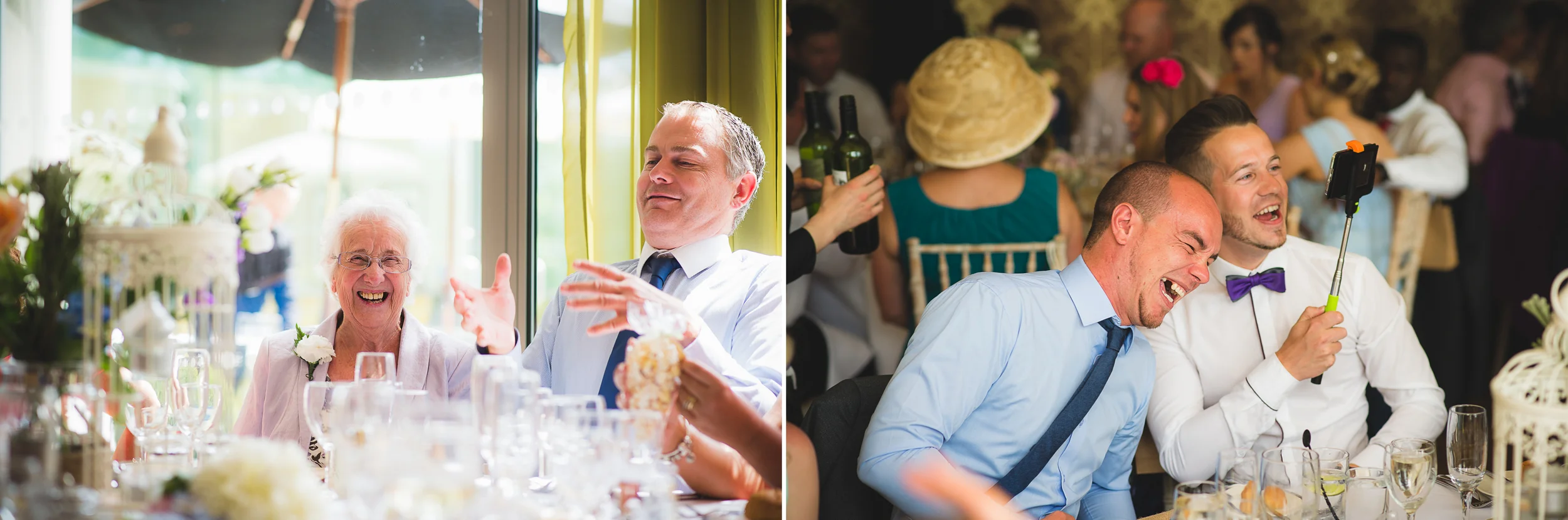 wedding guests having fun during speeches in wiltshire wedding venue
