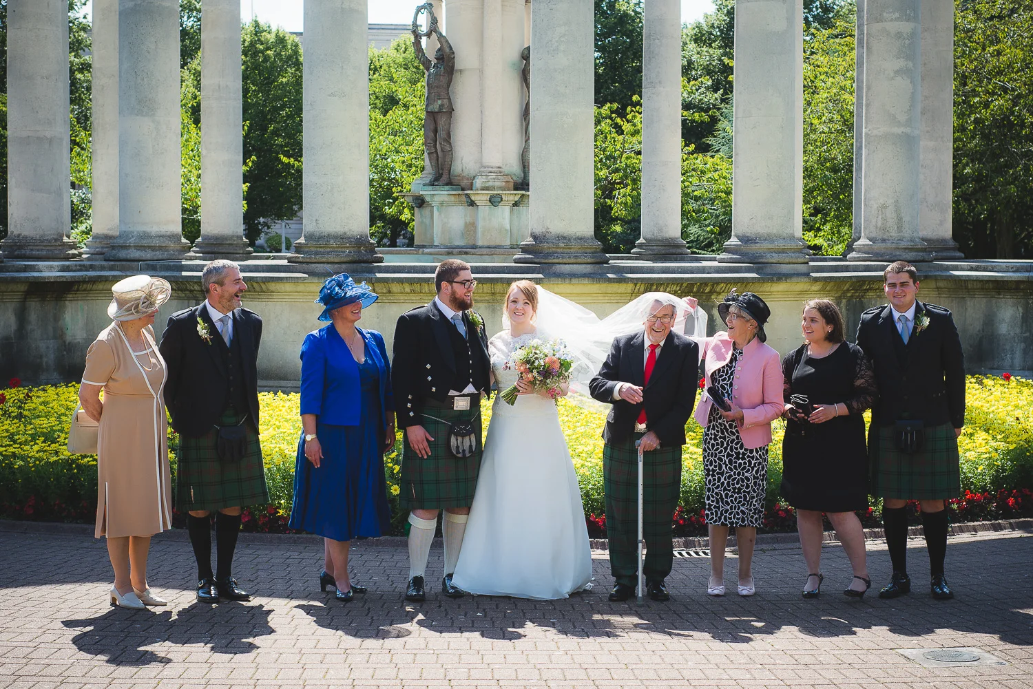 group wedding photo in cardiff