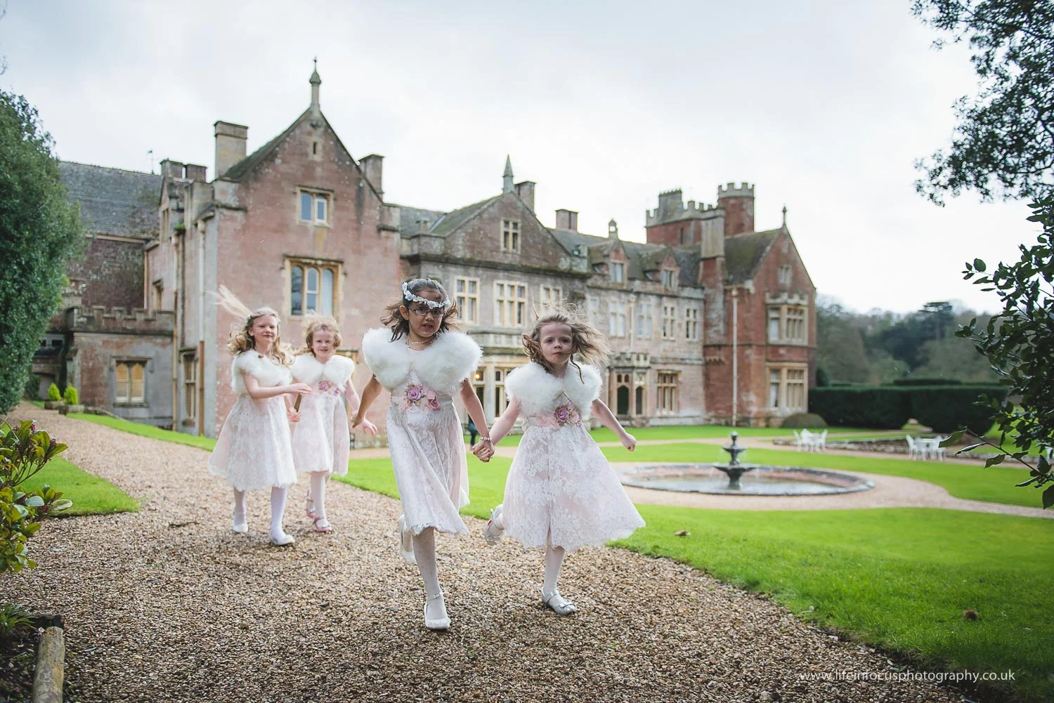 flower girls at st audries park wedding venue in somerset