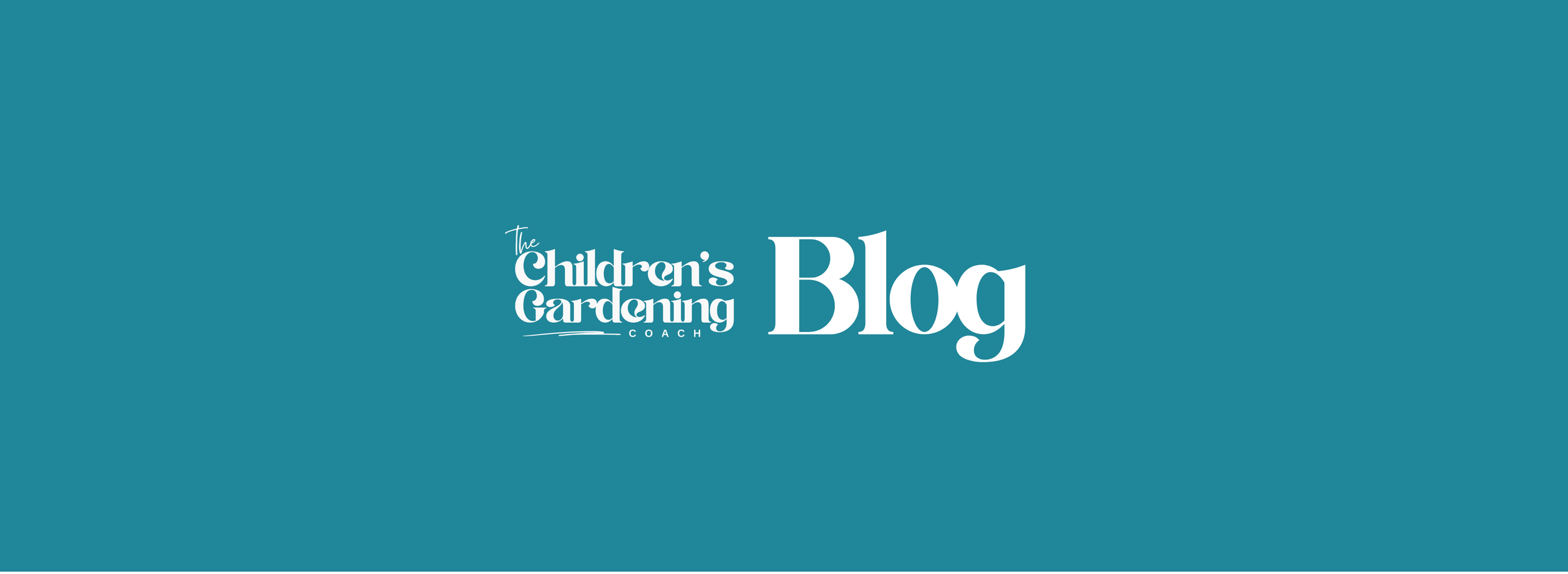 Teal background with white text reading, 'The Children's Gardening Blog' with 'Coach' below in smaller font.