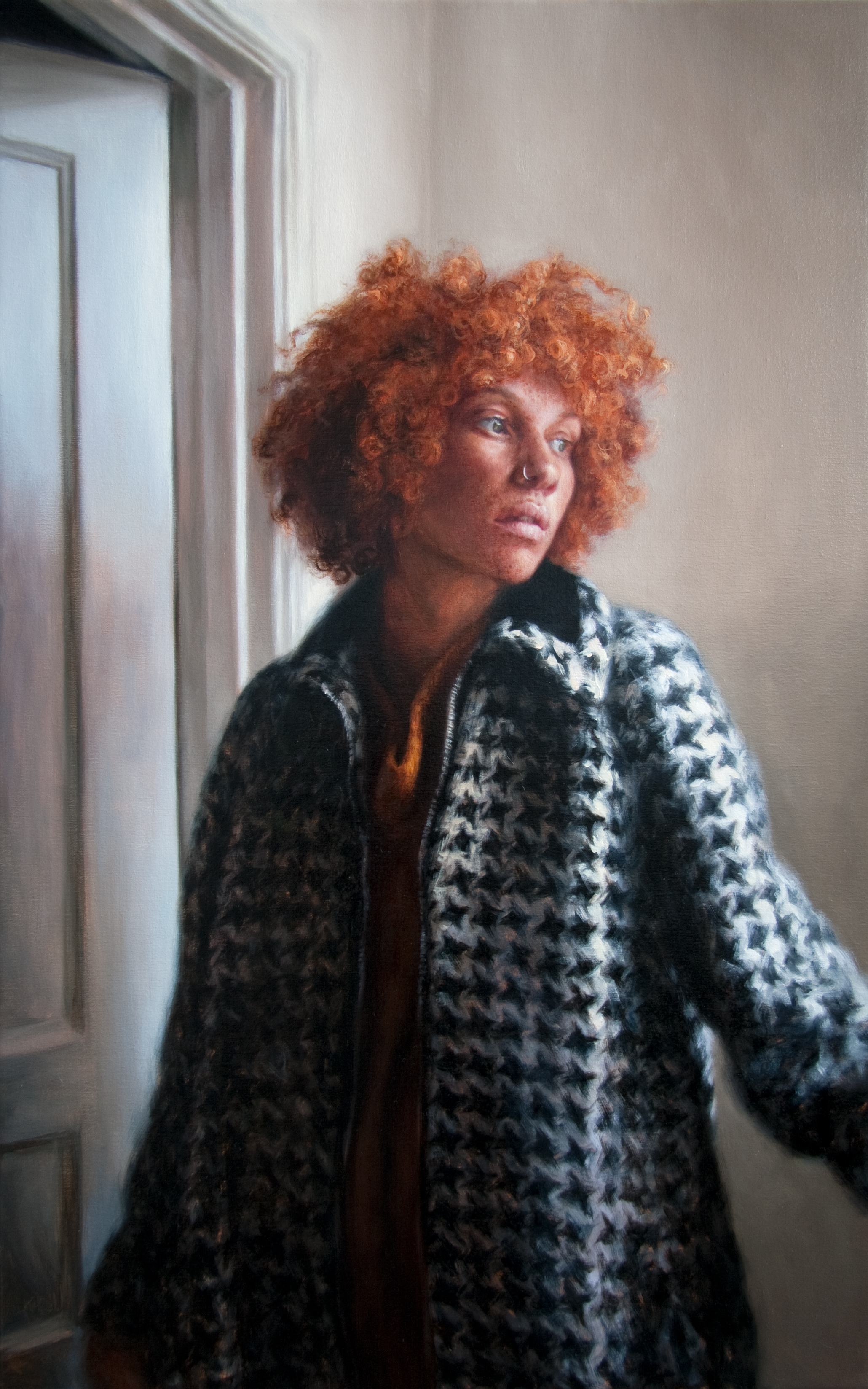   Tarren in Houndstooth   38" x 24"&nbsp;&nbsp;&nbsp; Oil on Linen    SOLD  