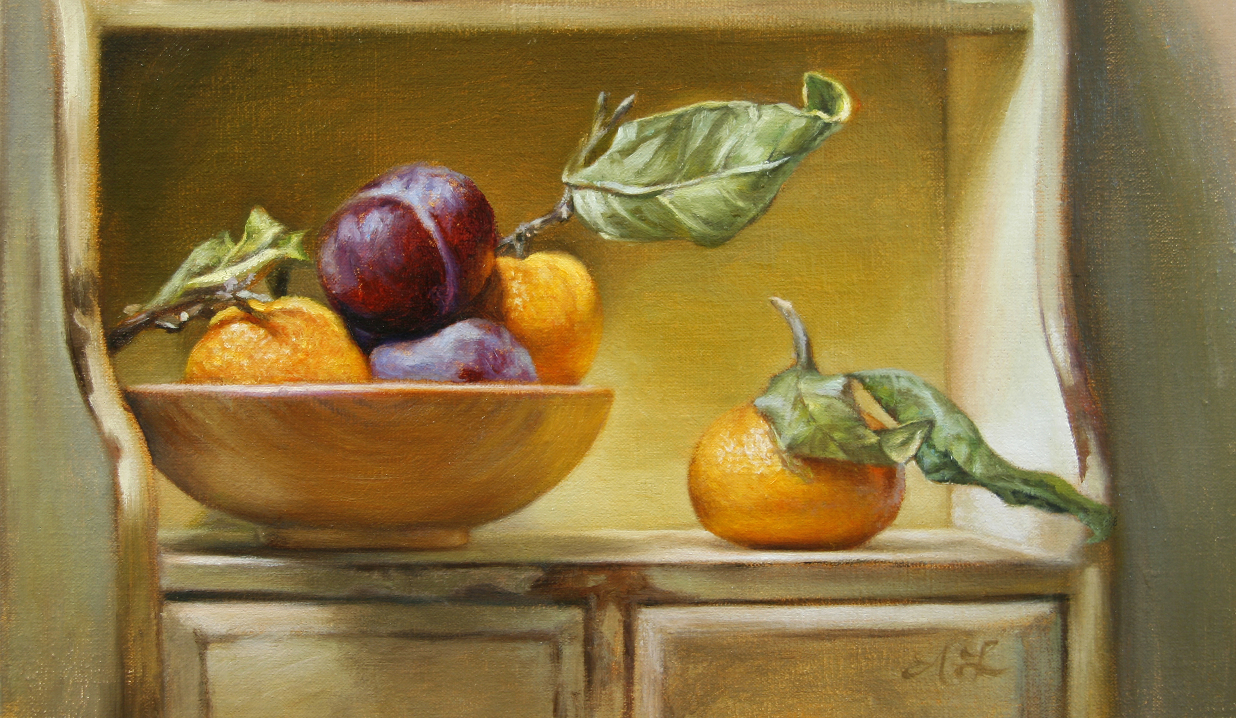   Oranges and Plums   7" x 12" &nbsp;&nbsp; Oil on Linen   SOLD 