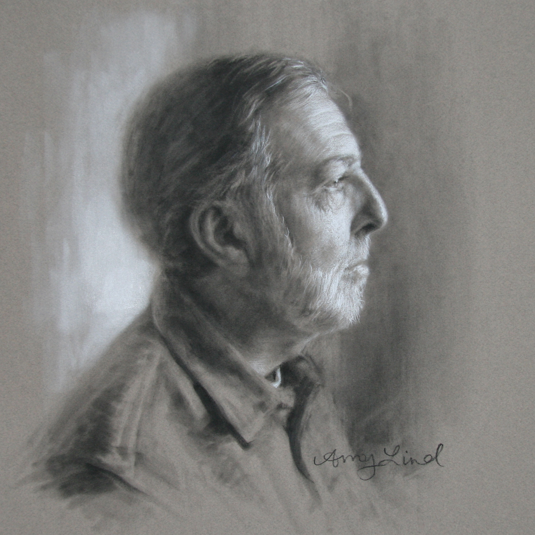   The Artist's Father   14.5" x 14.5" &nbsp;&nbsp; Charcoal on Paper   SOLD 