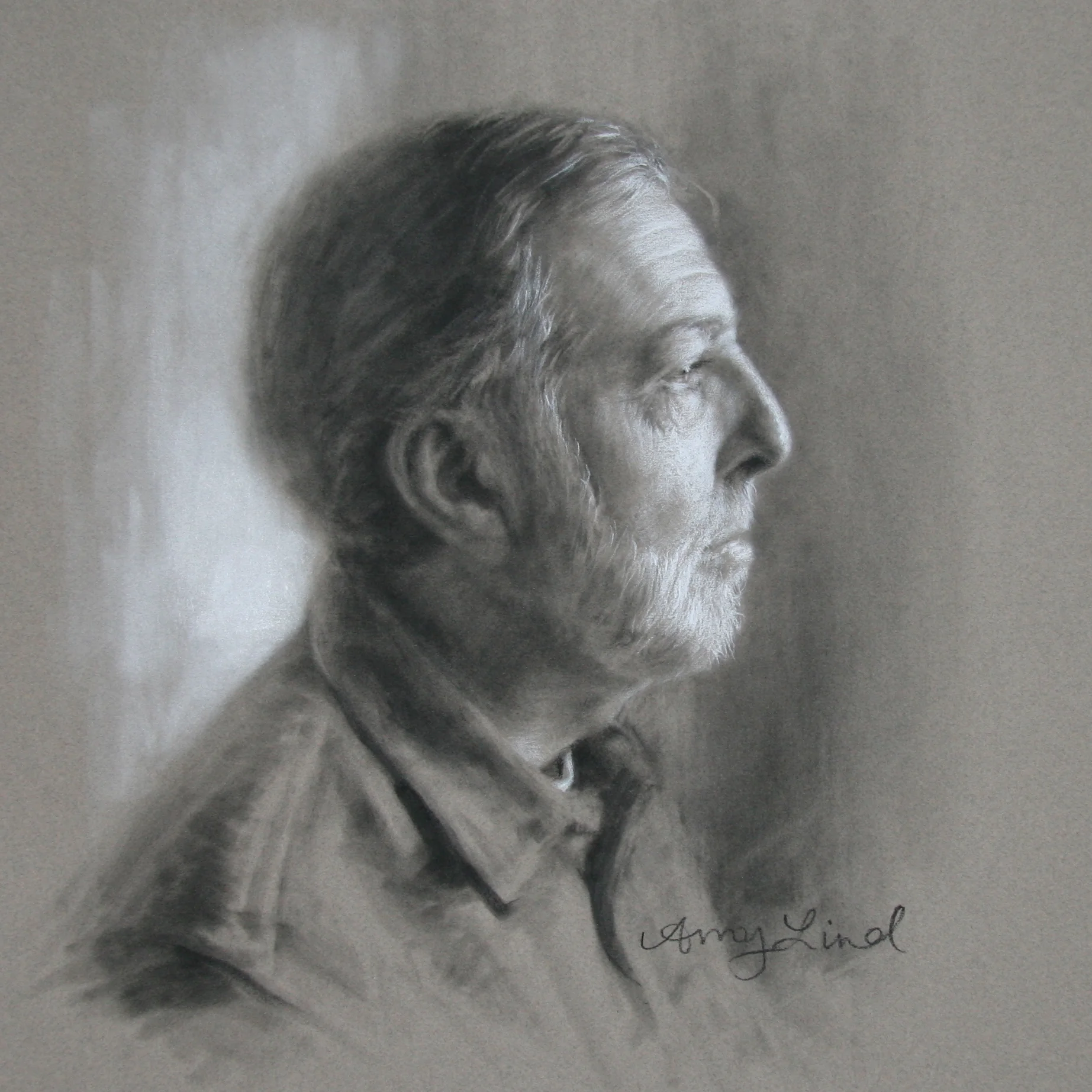 The Artist's Father 14.5" x 14.5" Charcoal on Paper SOLD