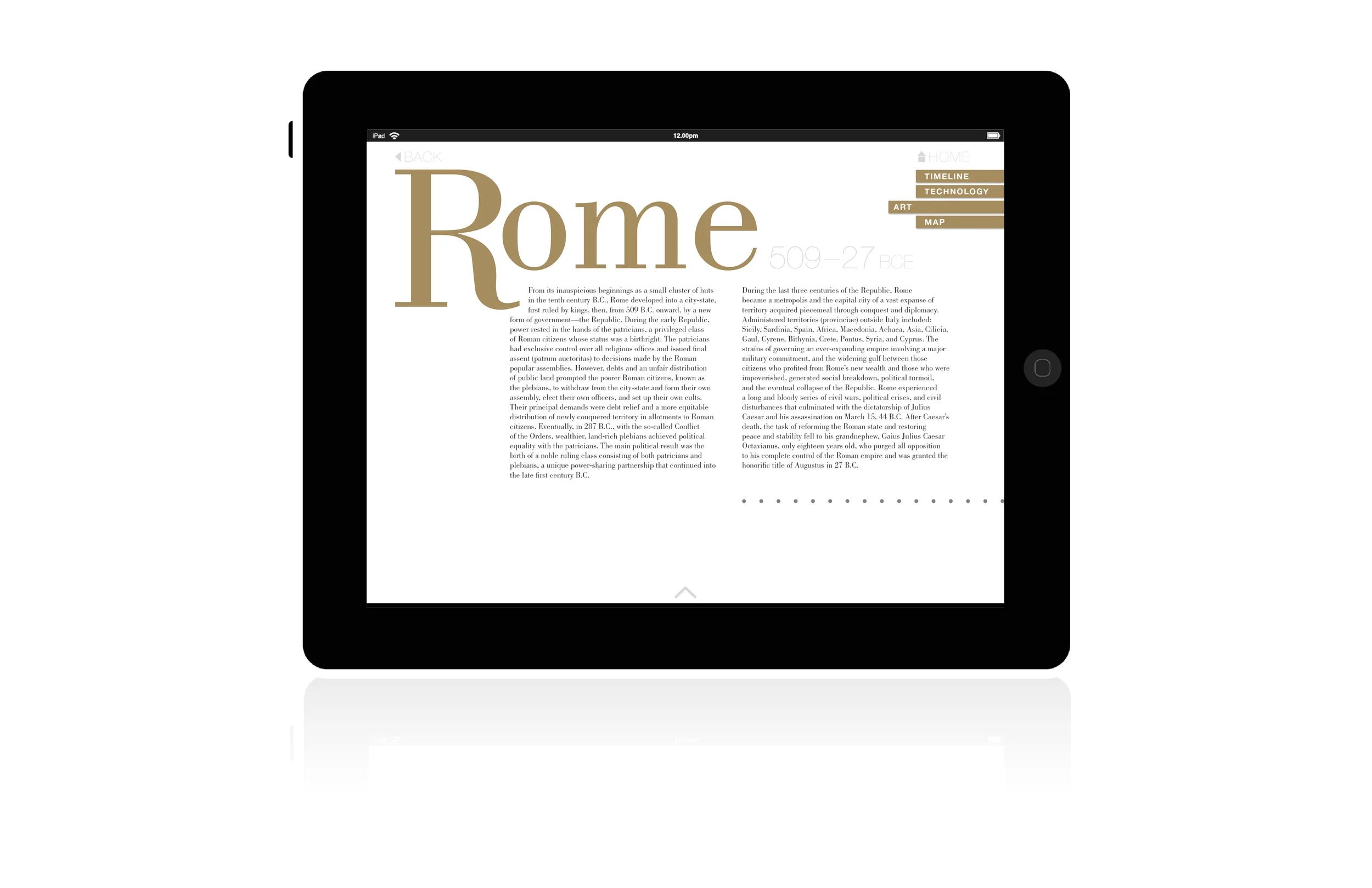 Civilizations intro pages, give a shorten history of that period ie. famous leaders, wars, or cultural developments, that will help give context to the pieces presented. 