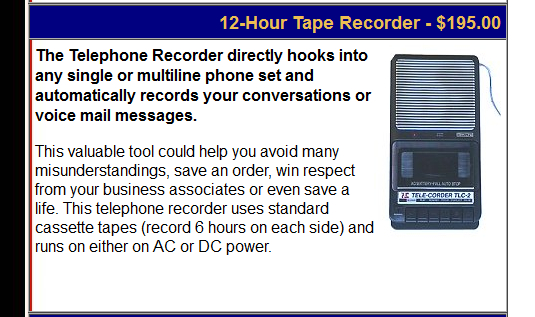 The TLC - 1 tape recorder as it appeared on our website circa 1999 courtesy of the Wayback Machine on the Internet Archive ( https://archive.org/web/ )