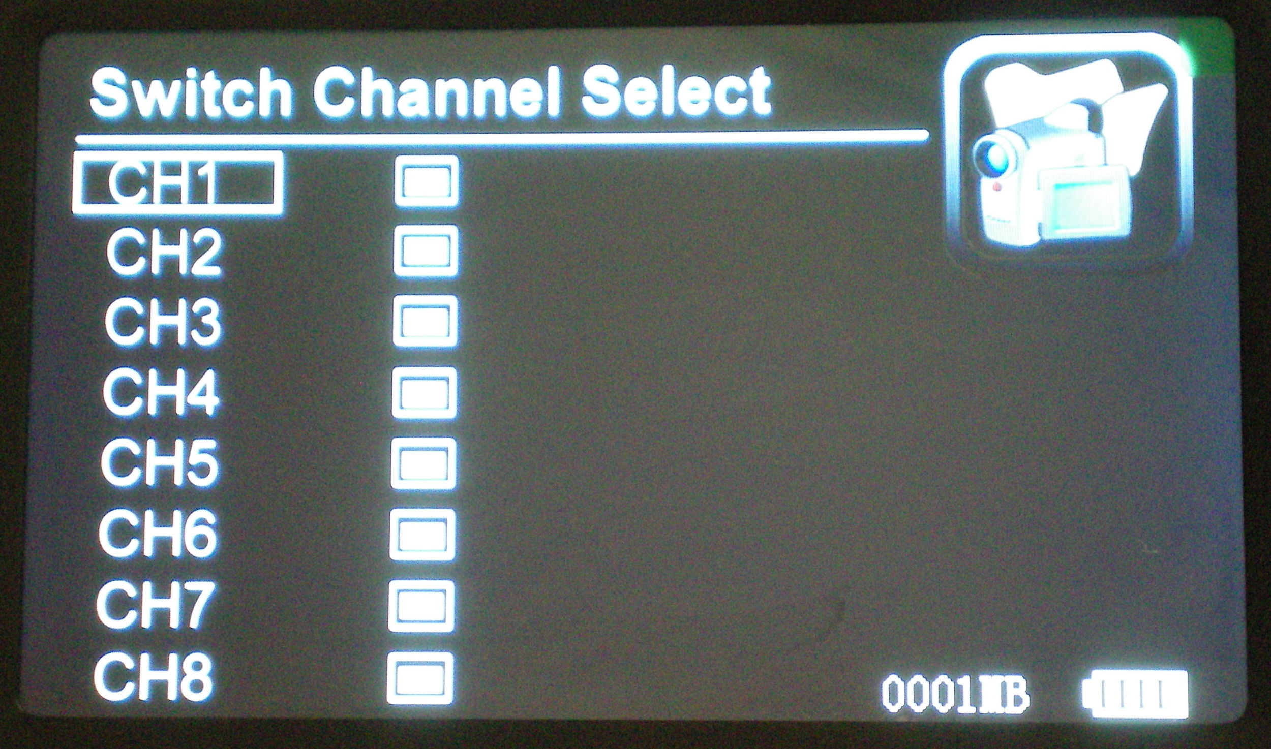 Up to eight cameras may be viewed on one receiver