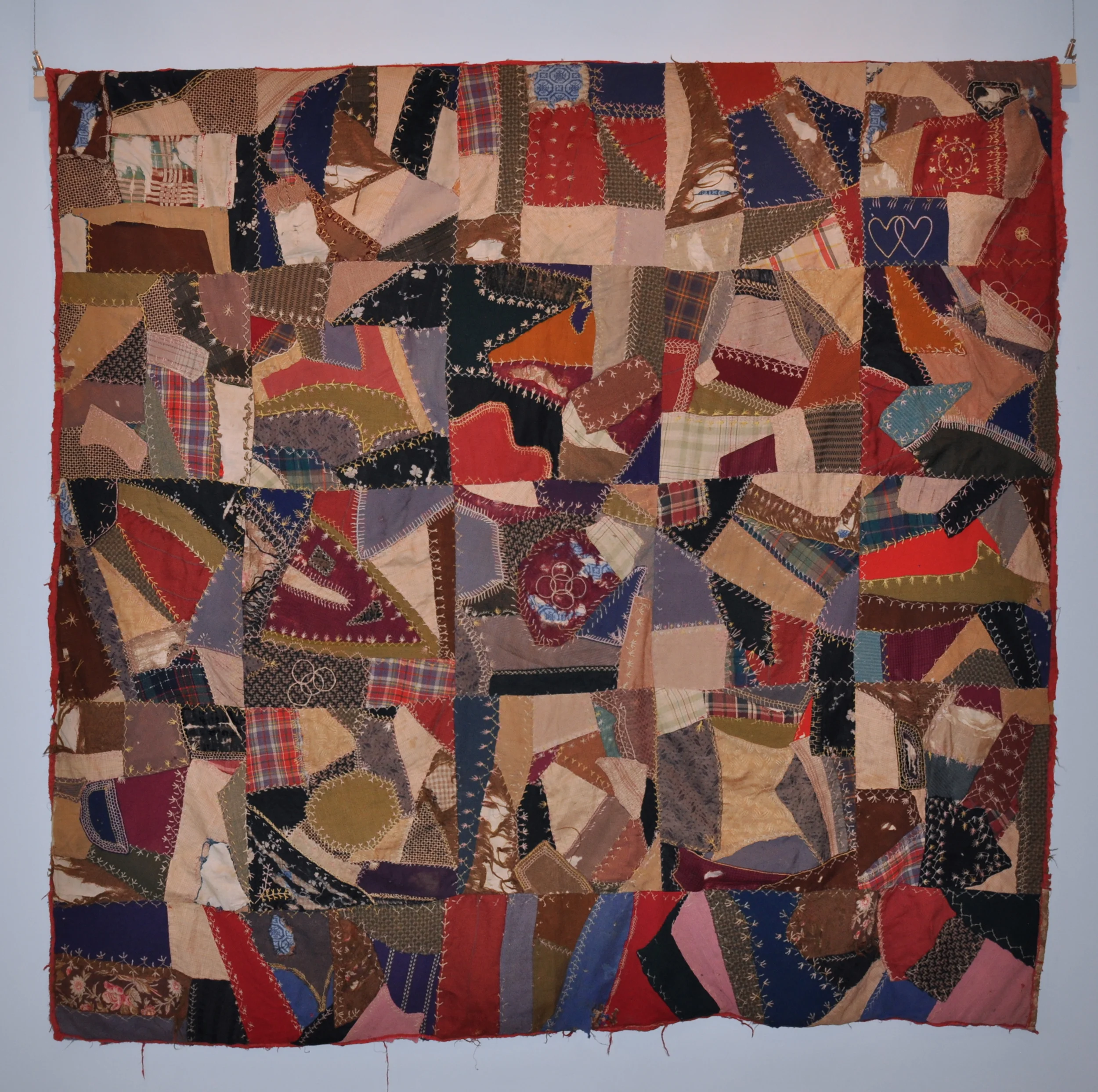   Crazy Quilt, c. 1900   Varied fabrics and embroidery thread    America Pratt Troutman  