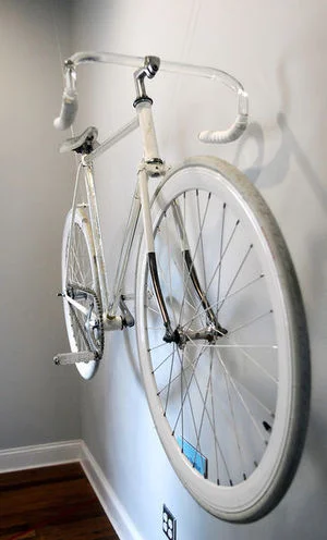  Two new exhibits at Park Place Arts. This is "In a Fragile State" by Ben Orcutt, a bicycle made of glass, metal, and bicycle parts.  