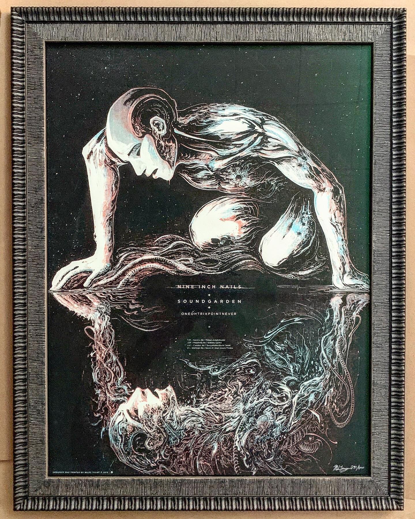 2014 limited edition Nine Inch Nails / Soundgarden gig poster by Miles Tsang. 
Preserved in a stack frame (2 frames) and museum glass. 
@milestsang @nineinchnails @soundgarden 

#parkplacearts #customframing #gigposters #milestsang #nineinchnails #so