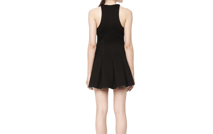 T By Alexander Wang Scuba Pleated Dress Black Caviar