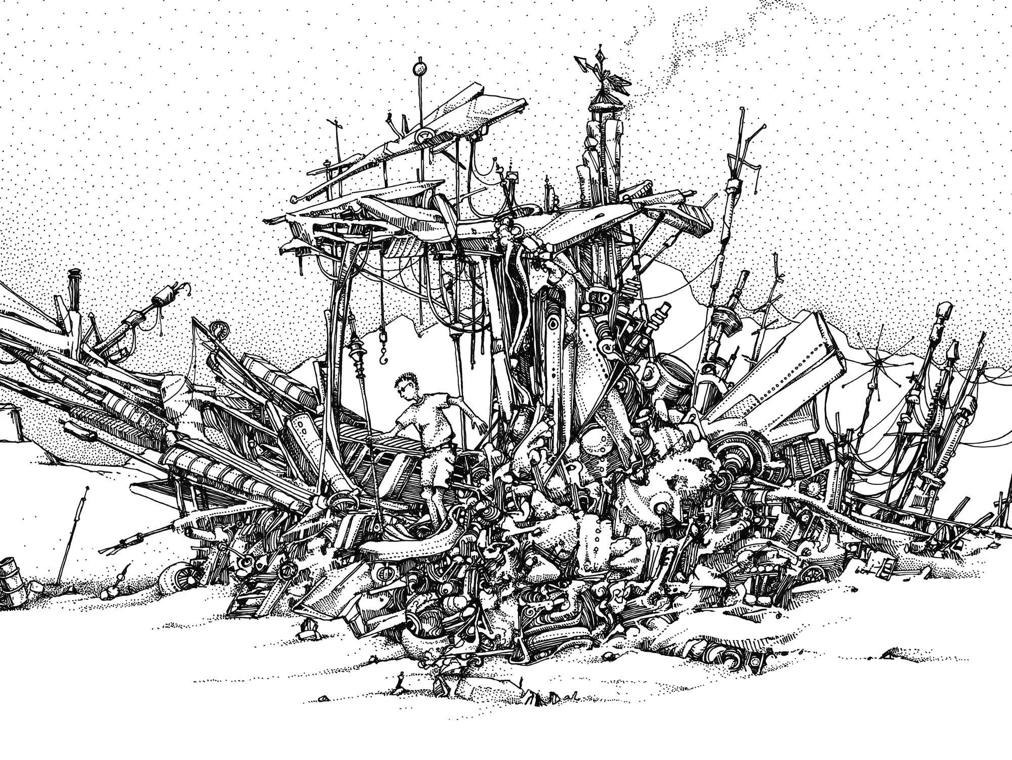 drawing of ink on the paper