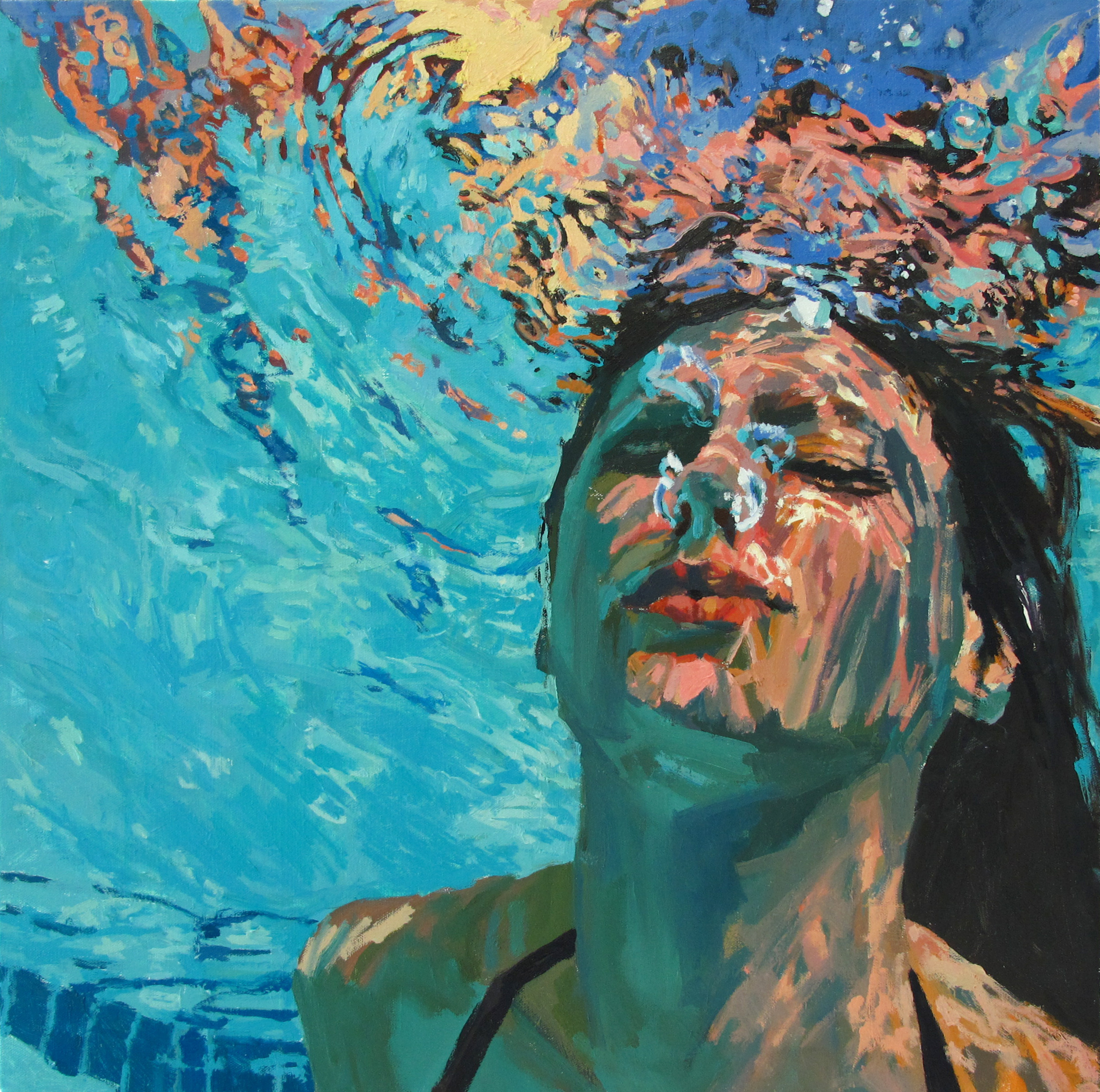 2 лицо плыть. Samantha French художник. Портрет под водой. Под водой живопись. Портрет в воде.