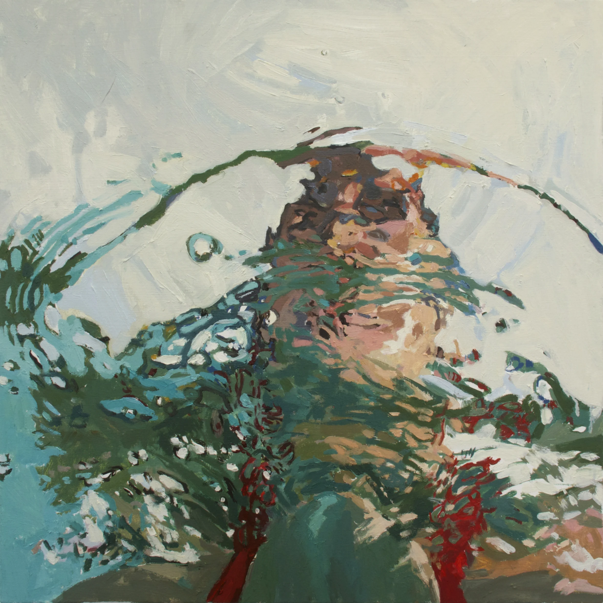  Self portrait; through the water II, 24x24", Oil on canvas  Sold    
