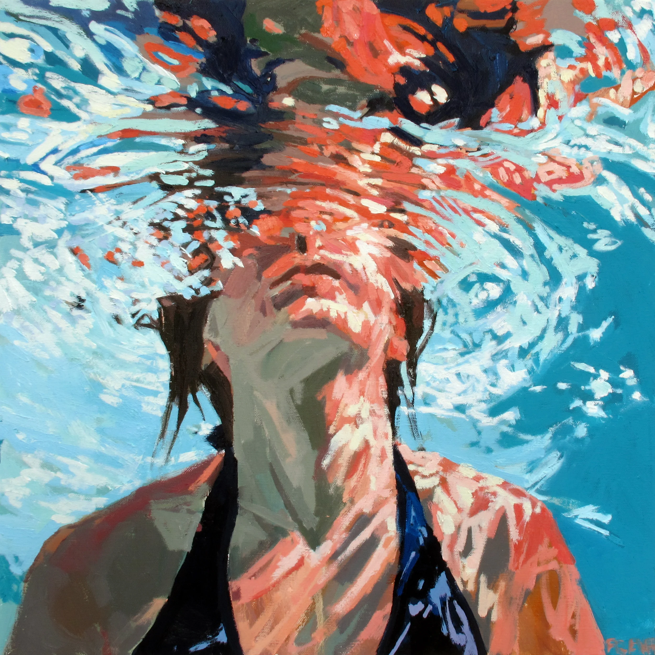 Breathing at the surface, 20x20", Oil on canvas Sold