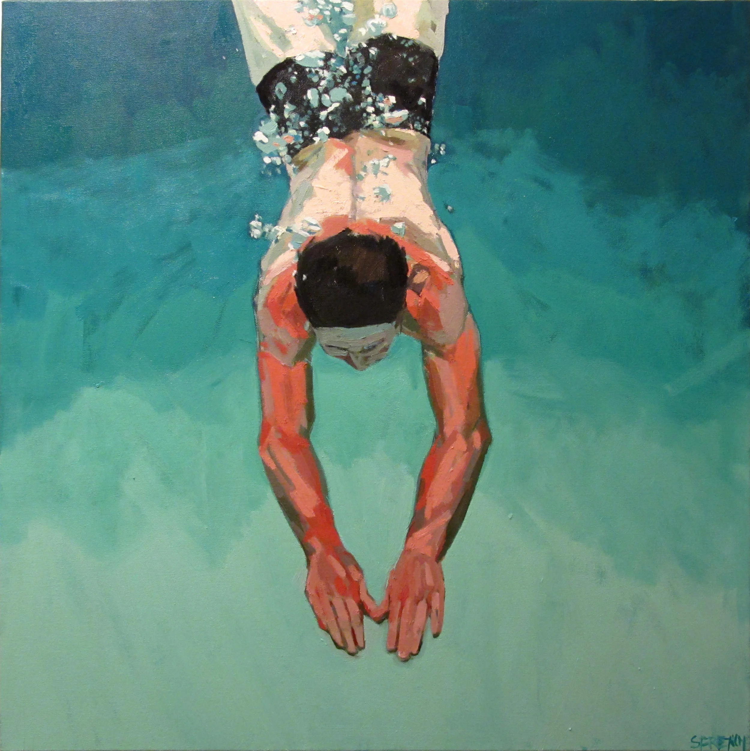 Dive in, 30x30", Oil on canvas Sold