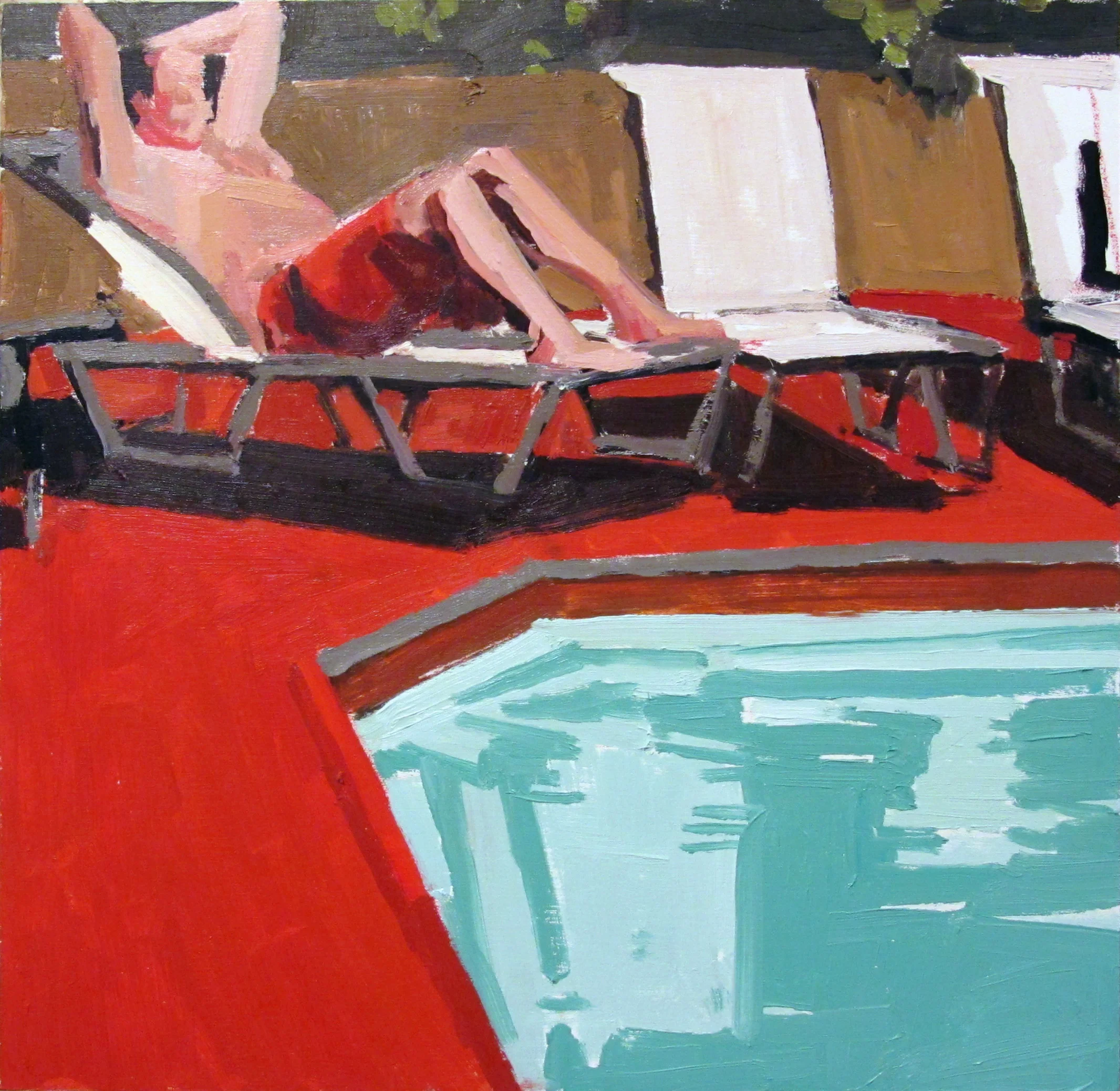  Lounge; red, 12x12", Oil on board  Sold  