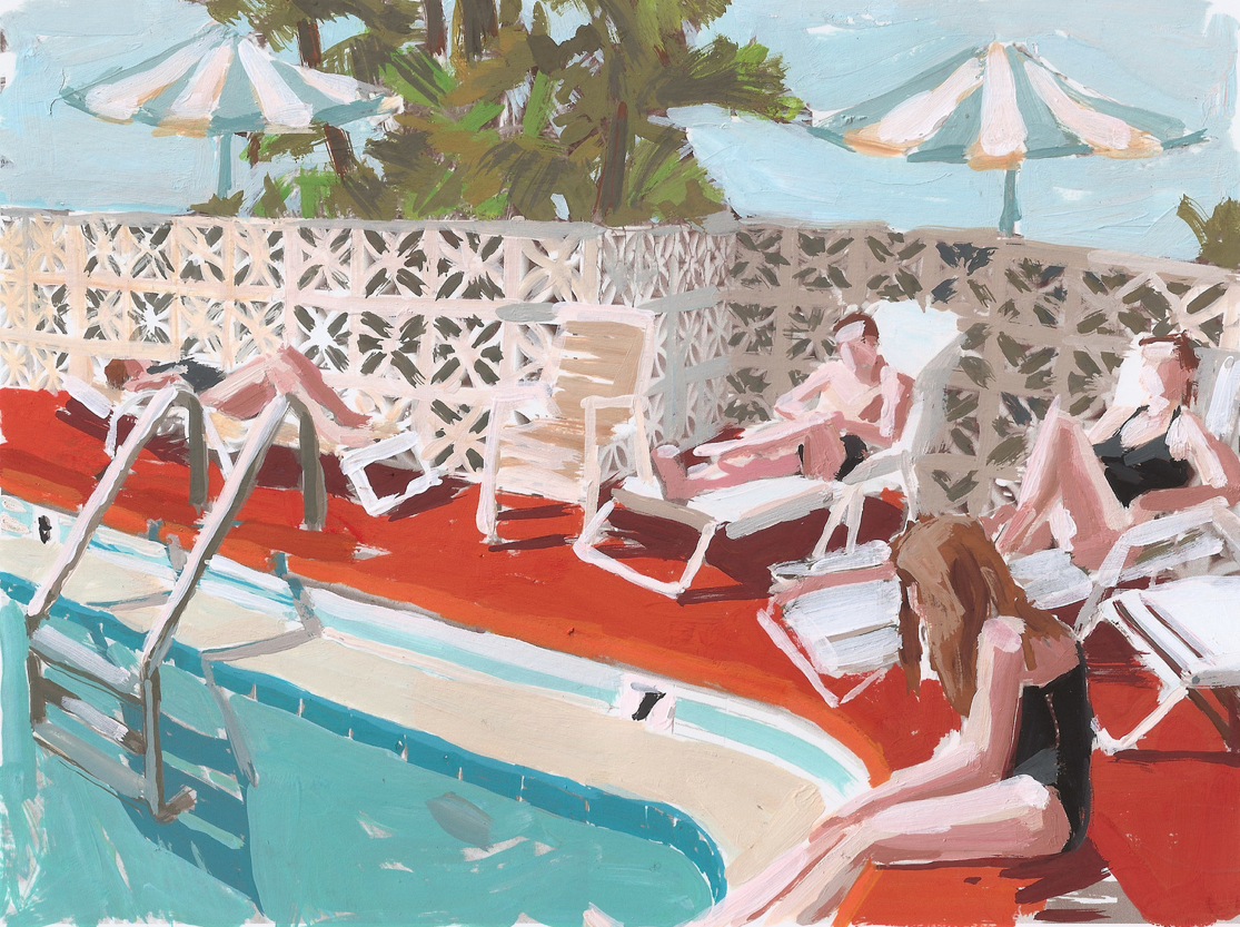  Pool study 10x 12", gouache on paper 