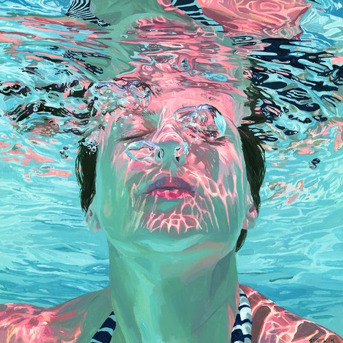 Paintings - Swimmer - Gouache painting on paper in 2023