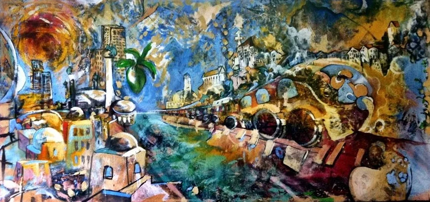 Füssen goes Orient 2014 Peter Jente 360 x 160 cm Acryl auf Tuch