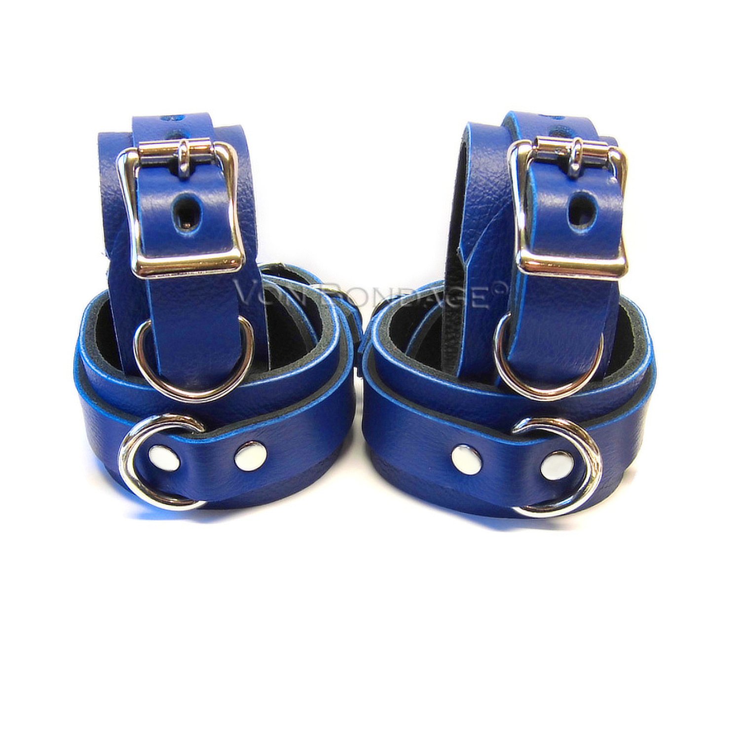 blue leather wrist and ankle restraints