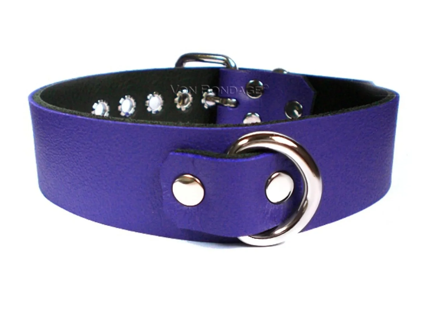 Purple Leather BDSM Collar with Small D-ring