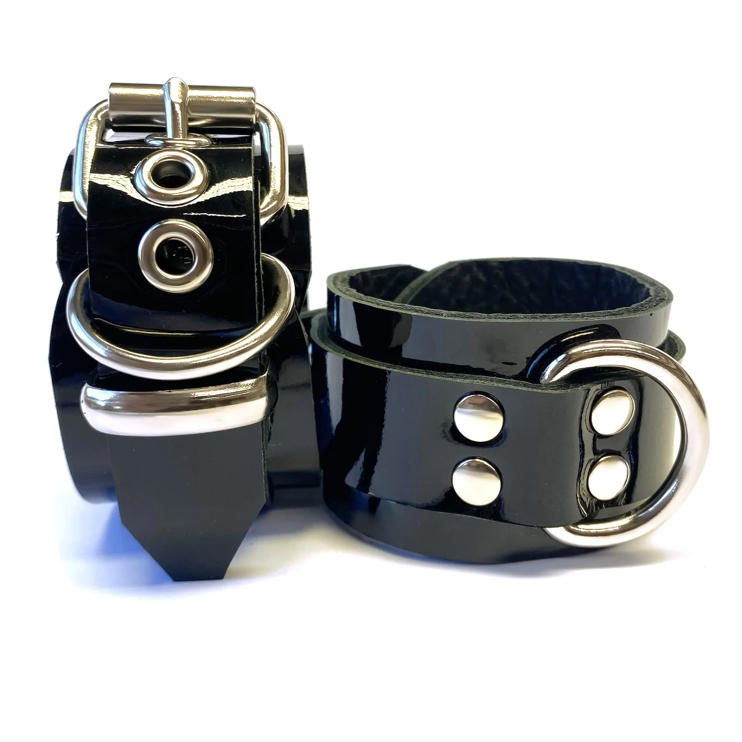 Pair of BDSM Cuffs in Black Patent Leather