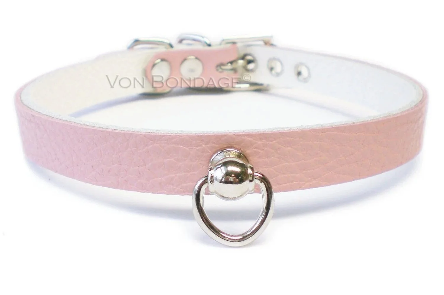 Discreet Light Pink BDSM Day Collar with Ball Stud Ring