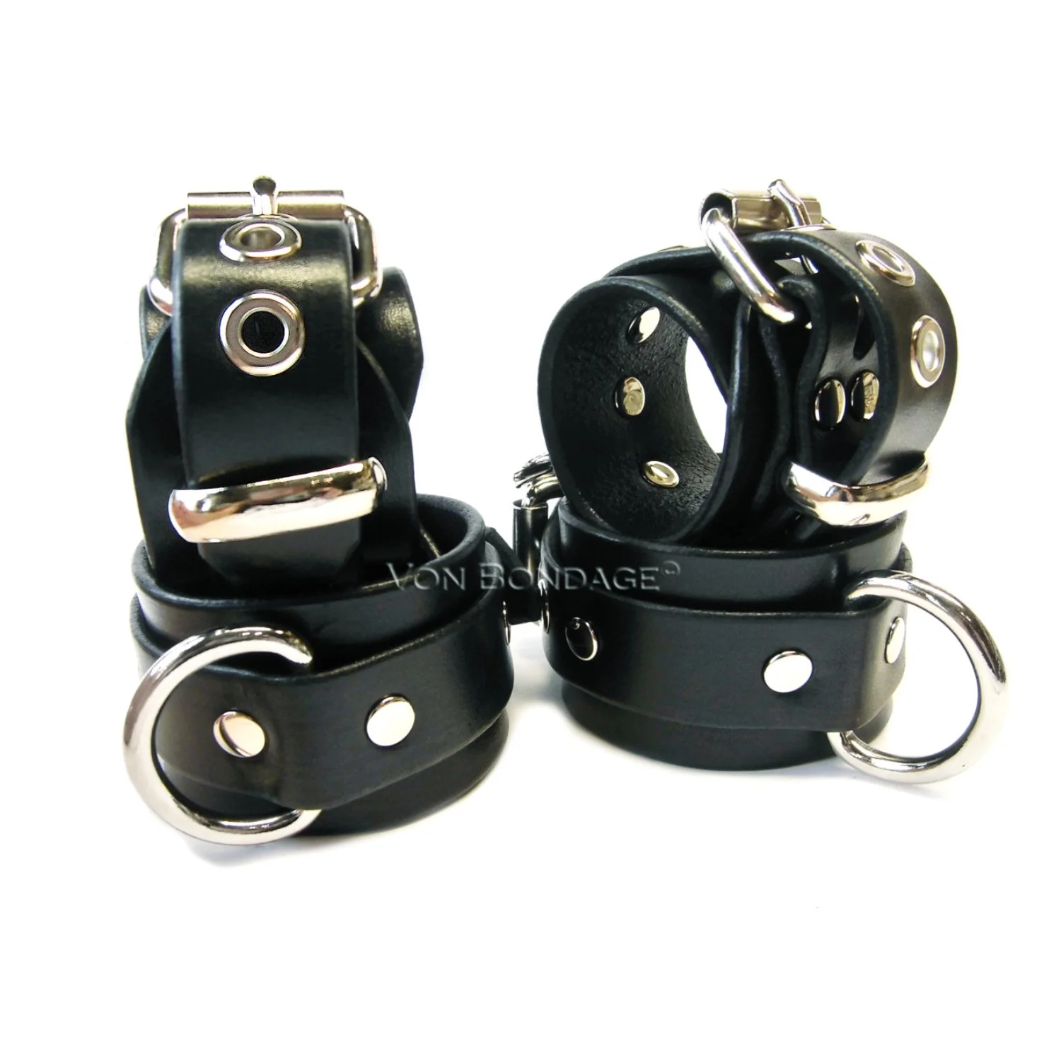 Black Latigo Leather Wrist &amp; Ankle Restraints